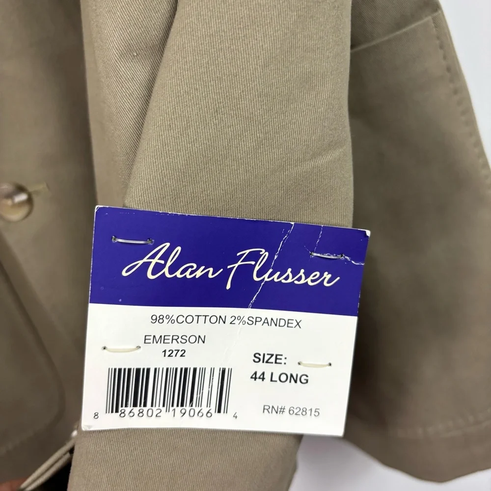Alan Flusser NWT Khaki Cotton Blend Blazer Jacket Sport Coat Classic Fit Men 44L